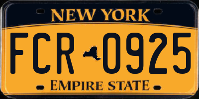 NY license plate FCR0925