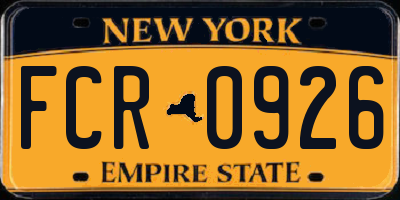NY license plate FCR0926