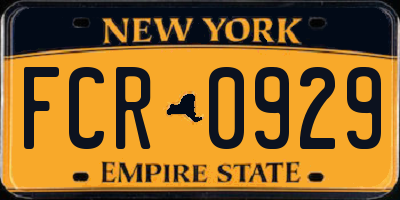 NY license plate FCR0929