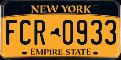 NY license plate FCR0933