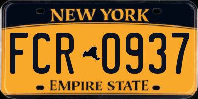 NY license plate FCR0937