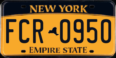 NY license plate FCR0950