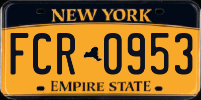 NY license plate FCR0953