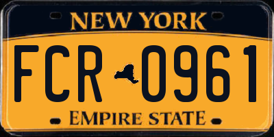 NY license plate FCR0961