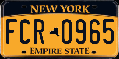 NY license plate FCR0965