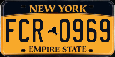 NY license plate FCR0969