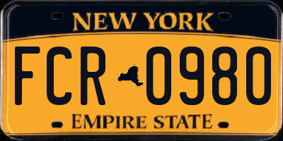 NY license plate FCR0980