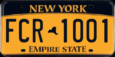 NY license plate FCR1001