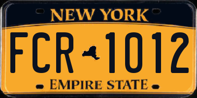 NY license plate FCR1012