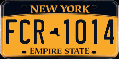 NY license plate FCR1014