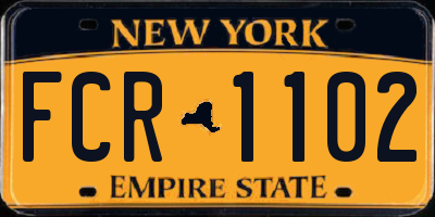 NY license plate FCR1102