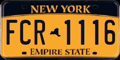 NY license plate FCR1116