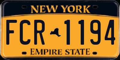 NY license plate FCR1194