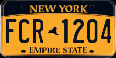 NY license plate FCR1204