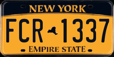 NY license plate FCR1337
