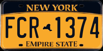 NY license plate FCR1374