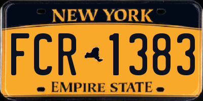 NY license plate FCR1383