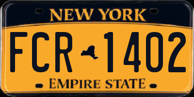 NY license plate FCR1402