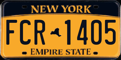 NY license plate FCR1405