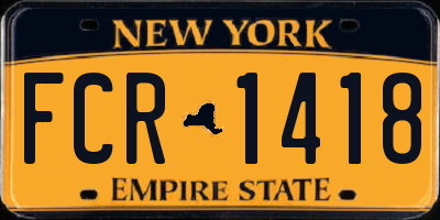 NY license plate FCR1418