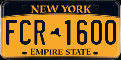 NY license plate FCR1600