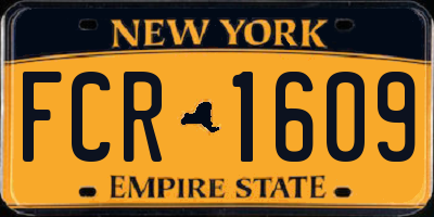 NY license plate FCR1609