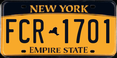 NY license plate FCR1701
