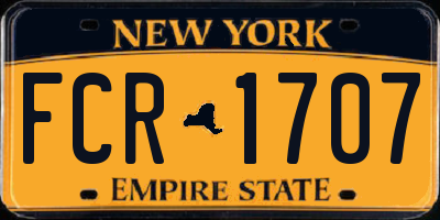 NY license plate FCR1707