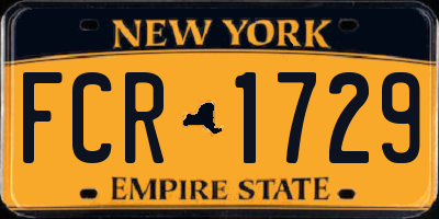 NY license plate FCR1729