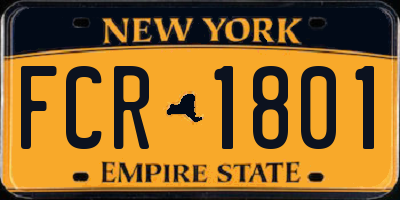 NY license plate FCR1801