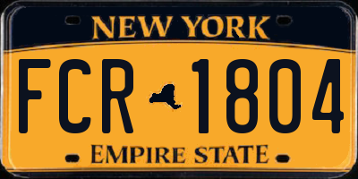 NY license plate FCR1804