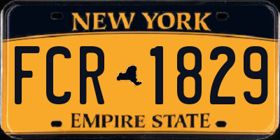 NY license plate FCR1829