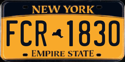 NY license plate FCR1830