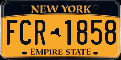 NY license plate FCR1858
