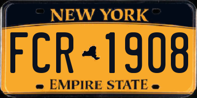 NY license plate FCR1908