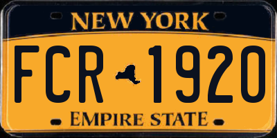 NY license plate FCR1920