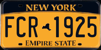 NY license plate FCR1925