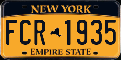 NY license plate FCR1935