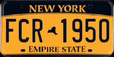 NY license plate FCR1950