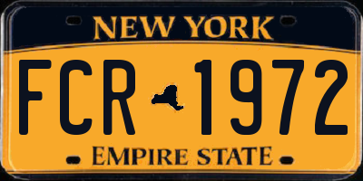 NY license plate FCR1972
