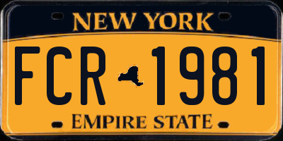 NY license plate FCR1981