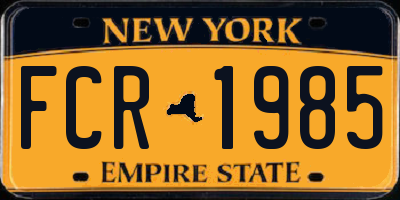 NY license plate FCR1985