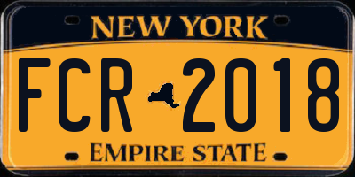 NY license plate FCR2018