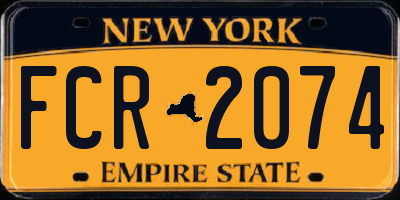 NY license plate FCR2074