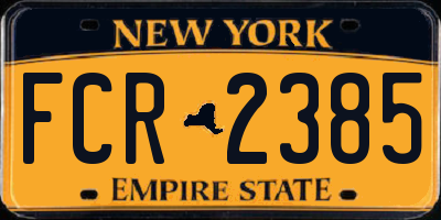 NY license plate FCR2385