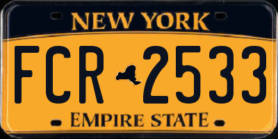NY license plate FCR2533