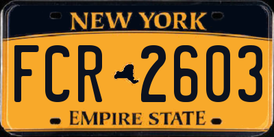 NY license plate FCR2603