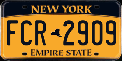 NY license plate FCR2909