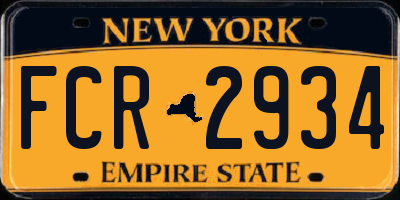 NY license plate FCR2934