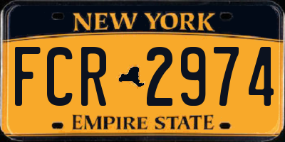 NY license plate FCR2974
